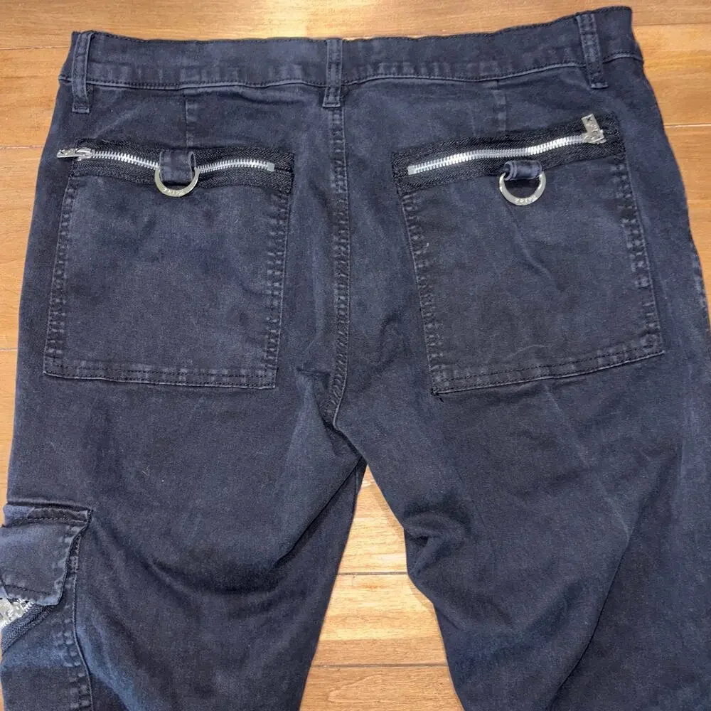 Vintage Tripp NYC Black Bondage Pants Multi Zipper Silver Hardware Goth Punk Y2K